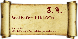 Breihofer Miklós névjegykártya